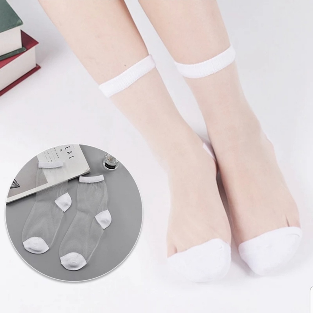 Hatajuku Thin Ankle Socks Women sheer white